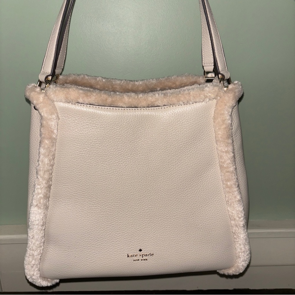 Kate Spade Faux Shearling Medium Triple Compartment Shoulder Bag